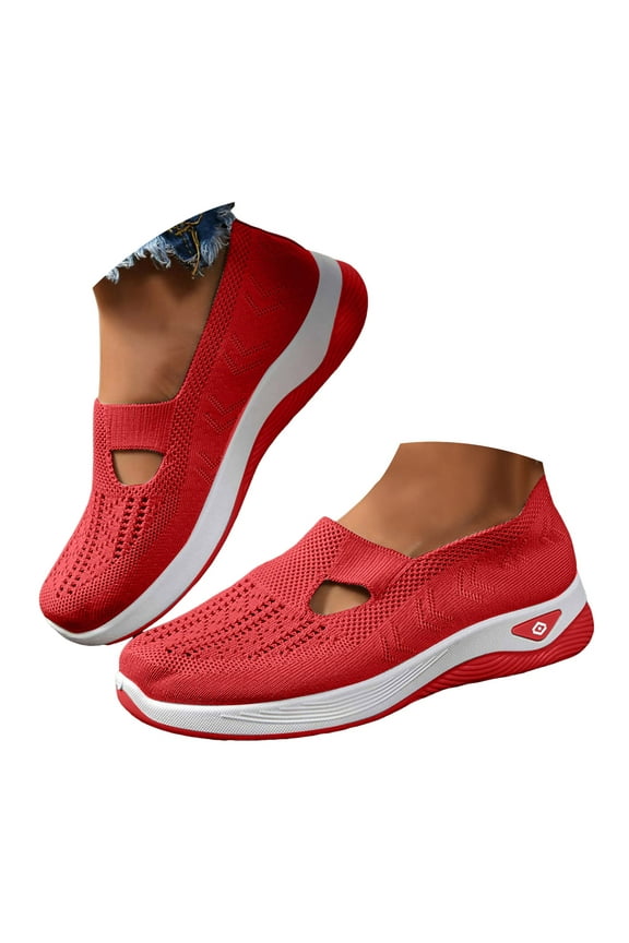 Women's Woven Orthopedic Shoes 2025 Arch Support Wide Width Soft Slip on Walking Sneakers