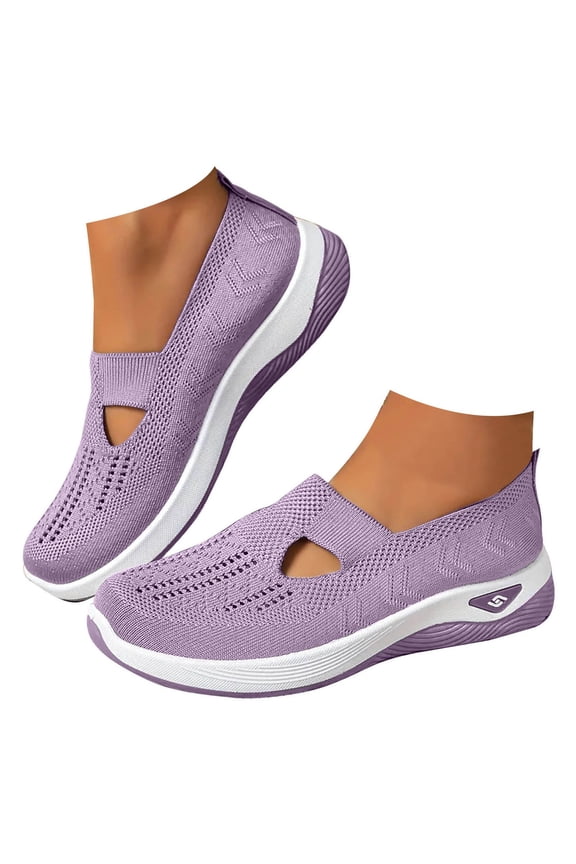 Women's Woven Orthopedic Shoes Soft Arch Support Slip on Walking Flats Plantar Fasciitis Sneakers