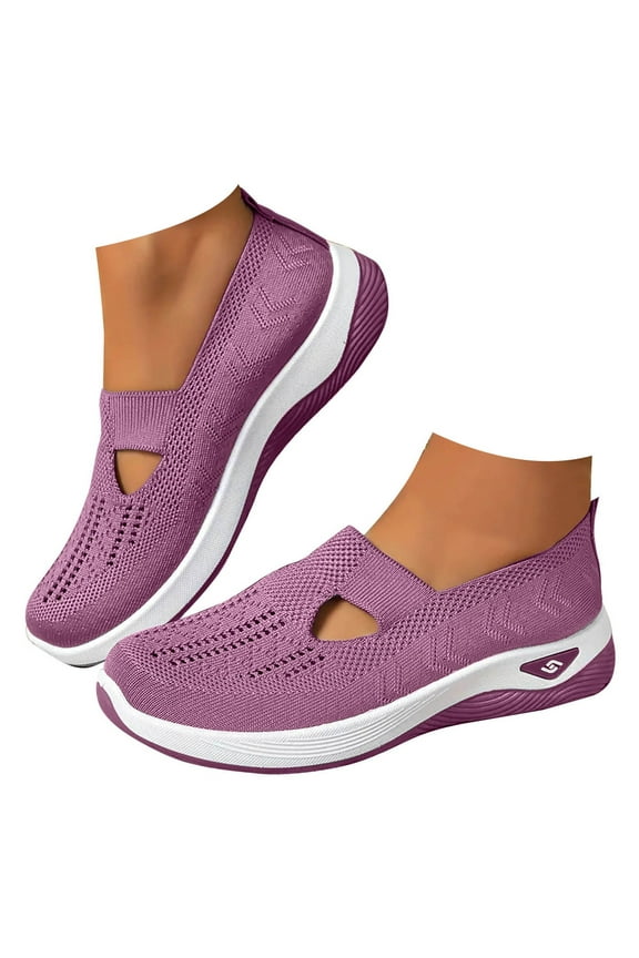 Women's Woven Orthopedic Shoes Soft Arch Support Slip on Walking Flats Plantar Fasciitis Sneakers