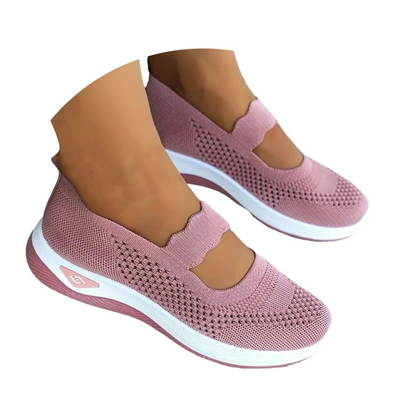 Dakaela Women's Woven Orthopedic Walking Shoes Arch Support Slip on Flats Casual Running Sneakers