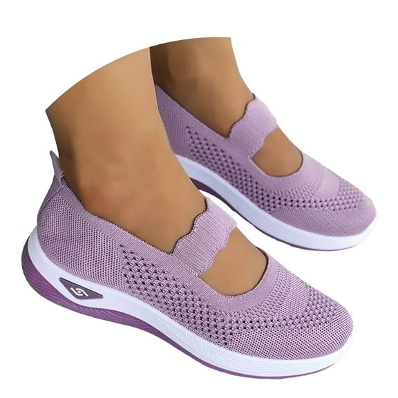 Dakaela Women's Woven Orthopedic Walking Shoes Arch Support Slip on Flats Casual Running Sneakers