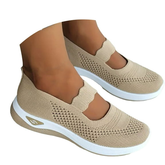 Dakaela Women's Woven Orthopedic Walking Shoes Arch Support Slip on Flats Casual Running Sneakers