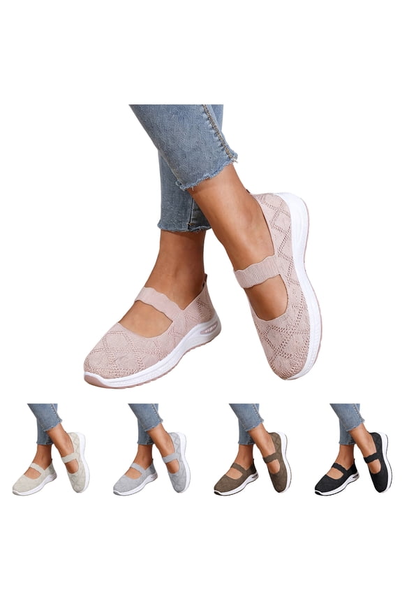 Women's Woven Walking Shoes Breathable Orthopedic Slip on Sneakers Comfortable Memory Foam Casual Nurse Flats (Beige,9)