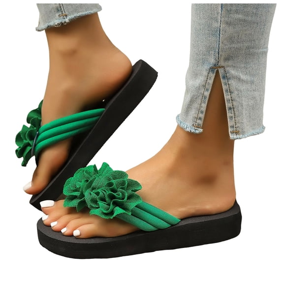 Dakaela Womens 3D Floral Sandals Non Slip Summer Dressy Thong Flip Flops Yoga Mat Comfortable Backless Walking Slides Slippers Size 6-10