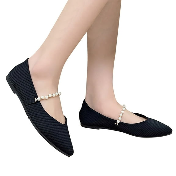Dakaela Womens Casual Slip on Shoes Pearl Pointy Toe Dress Penny Loafers Mesh Breathable Work Flats