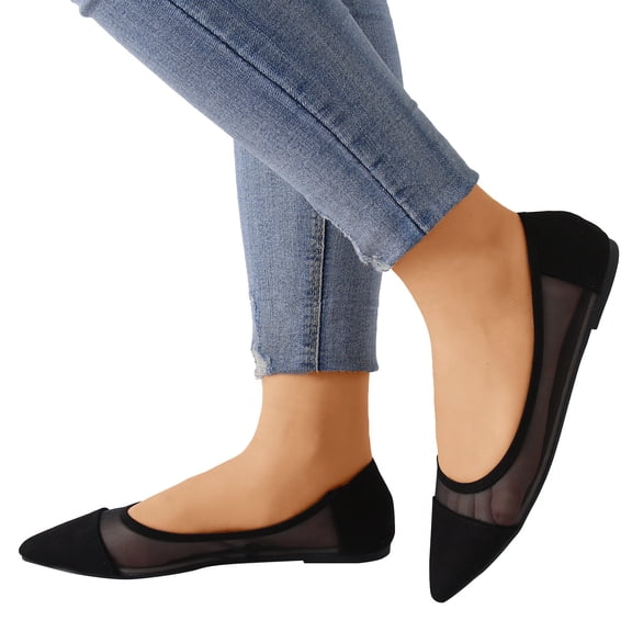 Dakaela Womens Casual Slip on Shoes Pointy Toe Dressy Walking Flats Nursing Ballet Work Loafers