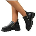 thumbnail image 1 of Dakaela Womens Chelsea Boots Platform Side Zipper Slip on Ankle Booties Leather Low Heel Fall Work Loafers Shoes Black 7, 1 of 7
