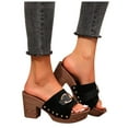 thumbnail image 1 of Dakaela Womens Heel Sandals Open Toe Summer Dressy Platform Slide Shoes Casual Slide Sandal, 1 of 7