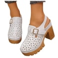 thumbnail image 1 of Dakaela Womens Chunky Heels Mules Closed Toe Slingback Platform Clogs Sandals Comfortable Casual Pumps Slides Shoes with Strap White 9.5, 1 of 9