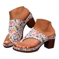 thumbnail image 1 of Dakaela Womens Chunky Heels Sandals Flower Orthopedic Wedge Dress Shoes Toe Ring Backless Ladies Casual Work Walking Sandal Size 6-10 White, 1 of 9
