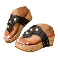 thumbnail image 1 of Dakaela Womens Cork Flower Platform Sandals Arch Support Wedge Flip Flops Summer Walking Slip on Shoes, 1 of 8