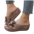 thumbnail image 1 of Dakaela Womens Dressy Flower Orthopedic Wedge Sandals Casual Comfortable Open Toe Platform Slides Summer Boho Beach Slippers Brown 7.5, 1 of 8