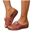 thumbnail image 1 of Dakaela Womens Dressy Flower Orthopedic Wedge Sandals Comfortable Open Toe Platform Summer Boho Beach Slides with Arch Support Size 6-10 Pink, 1 of 9