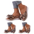 thumbnail image 1 of Dakaela Womens Espadrilles Wedge Sandals Leopard Platform Slip on Slides Bowknot Open Toe Summer Mules Casual Beach Walking Slippers Shoes Size 6-10 Black, 1 of 9