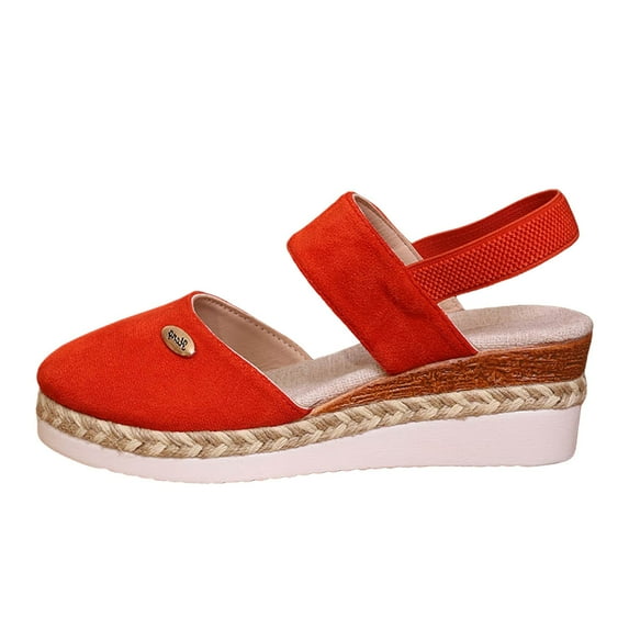 Dakaela Womens Espadrilles Wedge Sandals Platform Closed Toe Ankle Strap Slingback Summer Shoes
