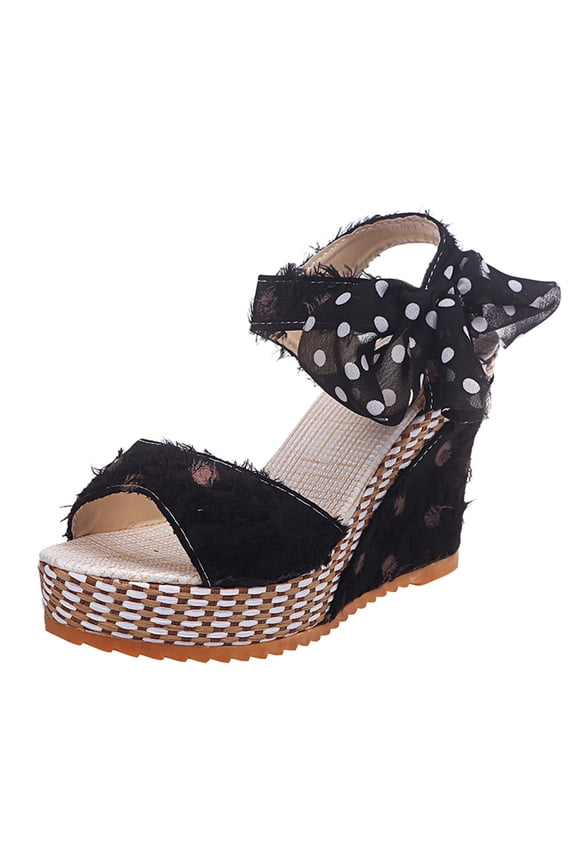 Womens Espadrilles Wedges Sandals Heels Open Toe Denim Platform Slip on Dress Shoes Size 6-9
