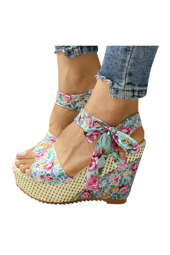 Womens Espadrilles Wedges Sandals Open Toe Platform Heels Summer Dress Walking Shoes