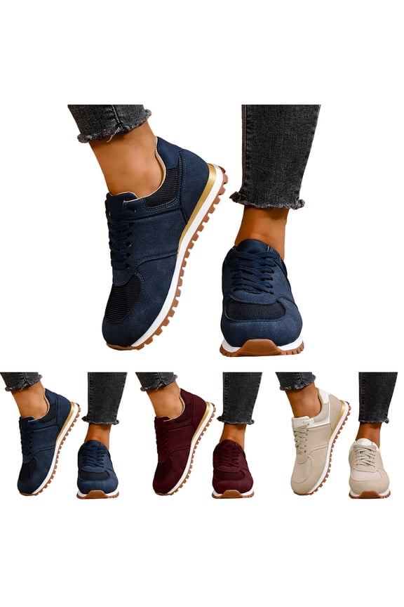 Womens Fashion Sneakers 2025 Suede Classic Tennis Running Shoes Lace up Non Slip Trainer Walking Shoes Navy 6