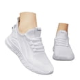 thumbnail image 1 of Dakaela Womens Fashion Sneakers Knit Breathable Casual Walking Shoes Gym Workout Slip on Shoes White 7.5, 1 of 6