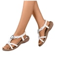 thumbnail image 1 of Dakaela Womens Flat Sandals Arch Support Summer Beach Walking Shoes Comfortable Bohemian Flip Flops with Elastic Ankle Strap White Size 6, 1 of 9