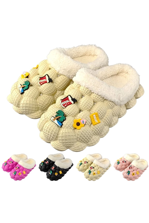 Womens Fleece Lined Clogs Cute Winter Walking Garden Shoes Non Slip House Slippers Indoor Outdoor Mules Beige 6