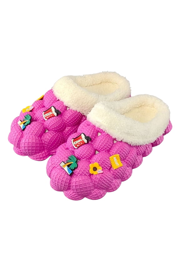 Womens Fleece Lined Clogs Cute Winter Walking Garden Shoes Non Slip House Slippers Indoor Outdoor Mules Pink 9