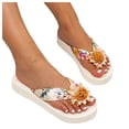 thumbnail image 1 of Dakaela Womens Flower Flip Flops Soft Yoga Mat Cushion Walking Thong Sandals Platform Open Toe Slip on Summer Beach Flat Slides White Size 6.5, 1 of 8