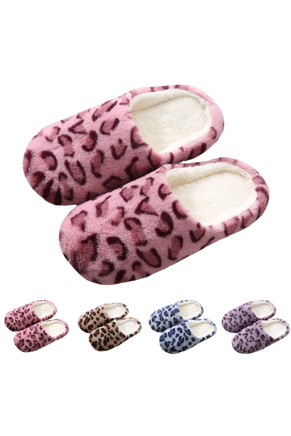 Womens Fuzzy Scuff Slippers Comfy Cheetah Leopard Print Plush Slip on House Shoes Birthday Christmas Gifts Coffee 9