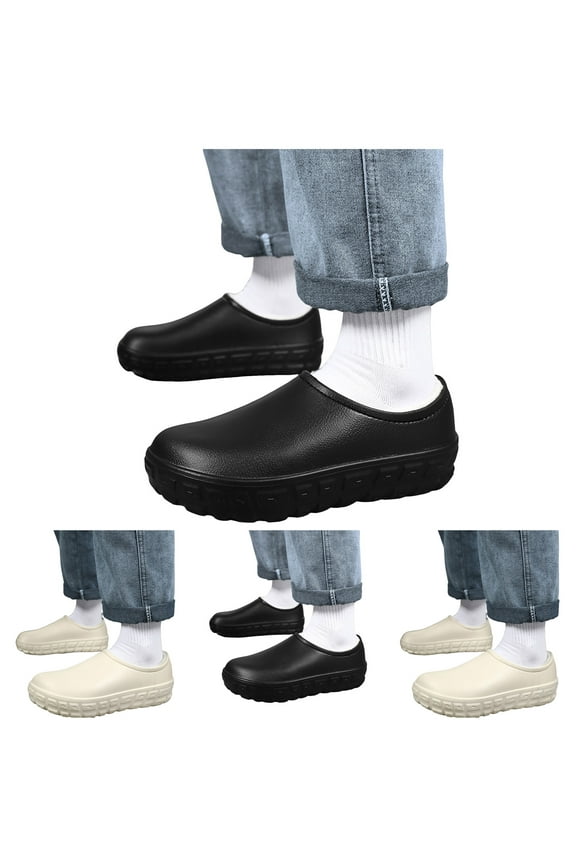 Womens Garden Clogs Winter Fleece Fuzzy Walking Garden Shoes Unisex Non Slip Chef Work Mules