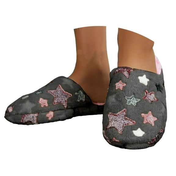 Dakaela Womens House Slippers Star Print Indoor Outdoor Slide Shoes Bedroom Home Slipper for Men Grey 6.5