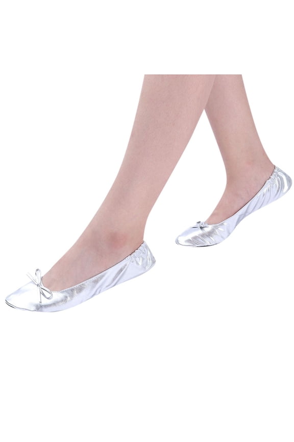 Womens Leather Ballet Slippers Slip on Ballerina Dance Shoes Foldable Casual Loafers Flats