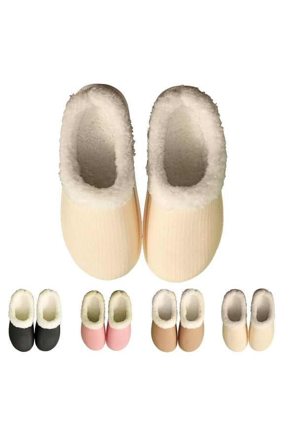 Womens Lined Clogs Waterproof Winter Fleece Walking Garden Shoes Non Slip Warm House Slippers Indoor Outdoor Mules Beige 6