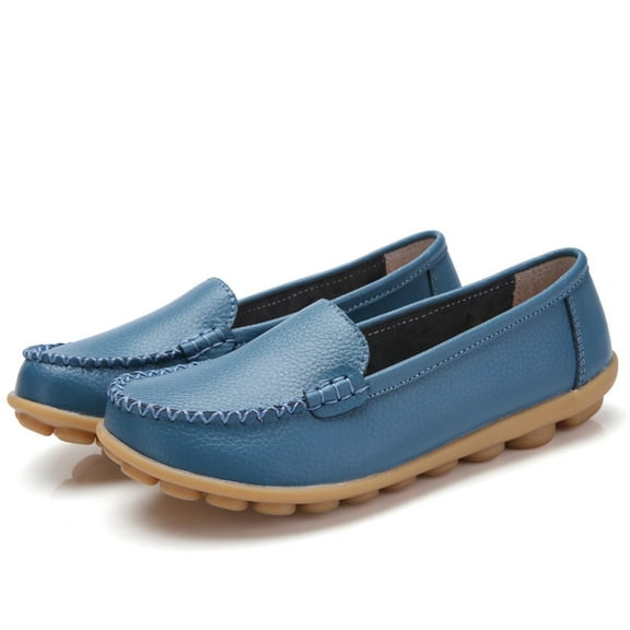 Dakaela Womens Loafers Flats Shoes Round Toe Slip on Moccasins Driving Walking Casual Dress Shoes Blue 8.5