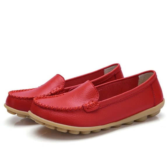 Dakaela Womens Loafers Flats Shoes Round Toe Slip on Moccasins Driving Walking Casual Dress Shoes Red 7