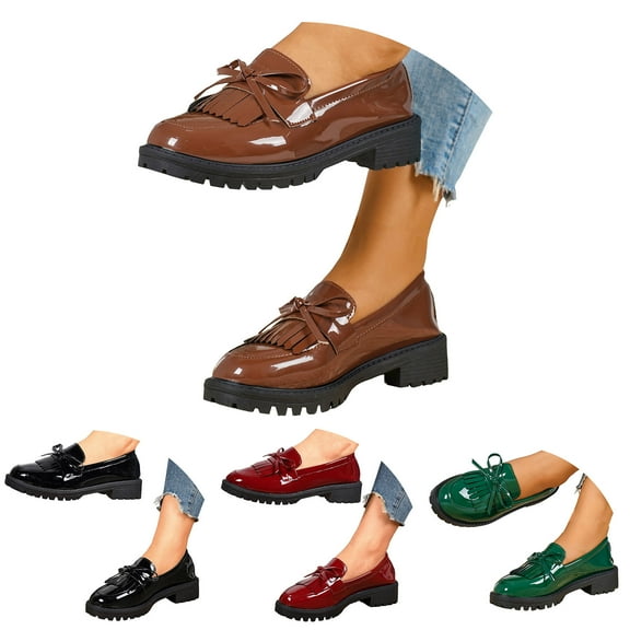 Dakaela Womens Loafers Platform Lug Sole Slip on Walking Driving Moccasins Business Office Casual Dressy Work Shoes Black 6