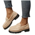 thumbnail image 1 of Dakaela Womens Loafers Shoes Platform Chunky Penny Loafer Lug Sole Slip on Dress Casual Business Oxford for Walking Travel Work Khaki 8, 1 of 7