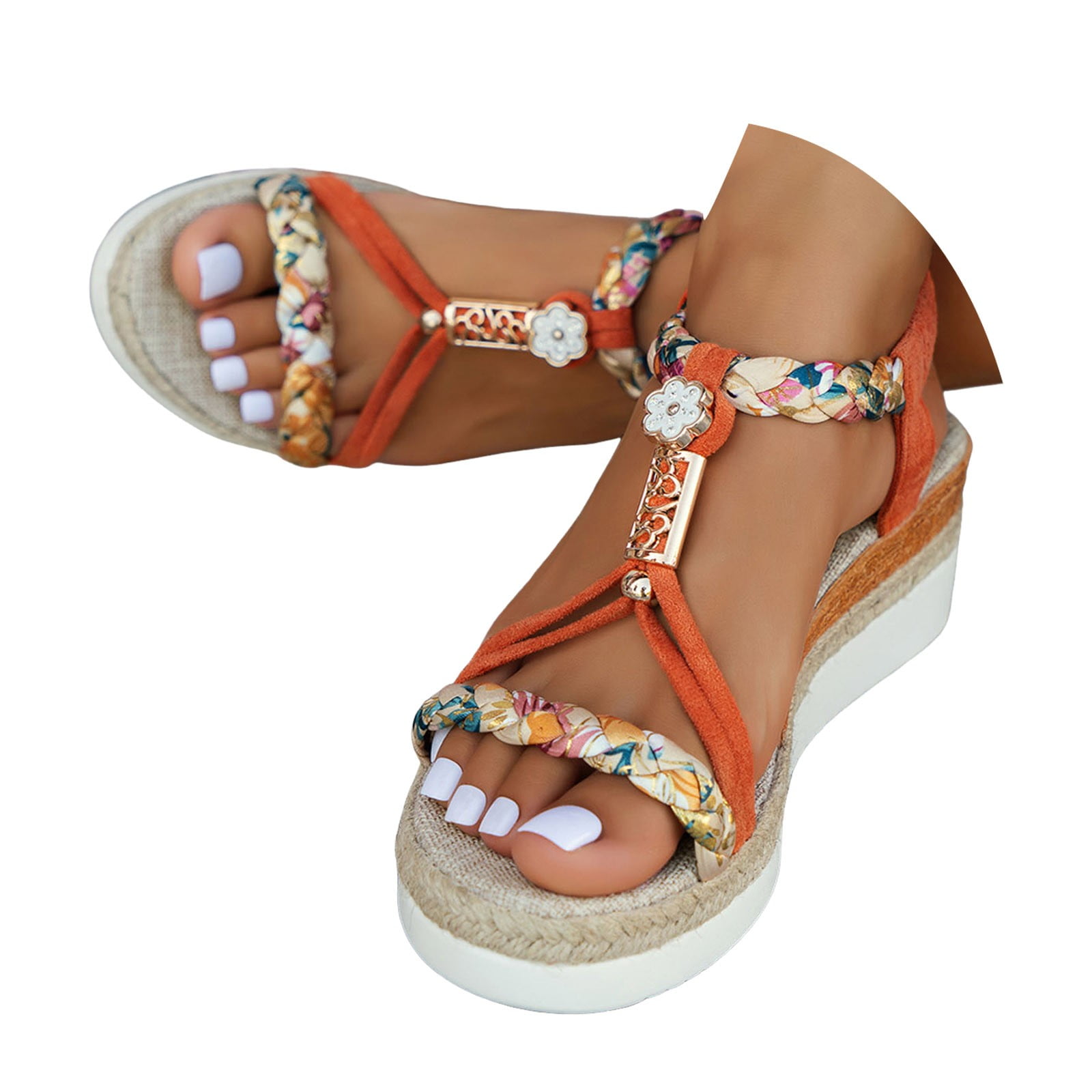 Dakaela Womens Low Wedge Heels Sandals Shoes Wide Width Platform ...