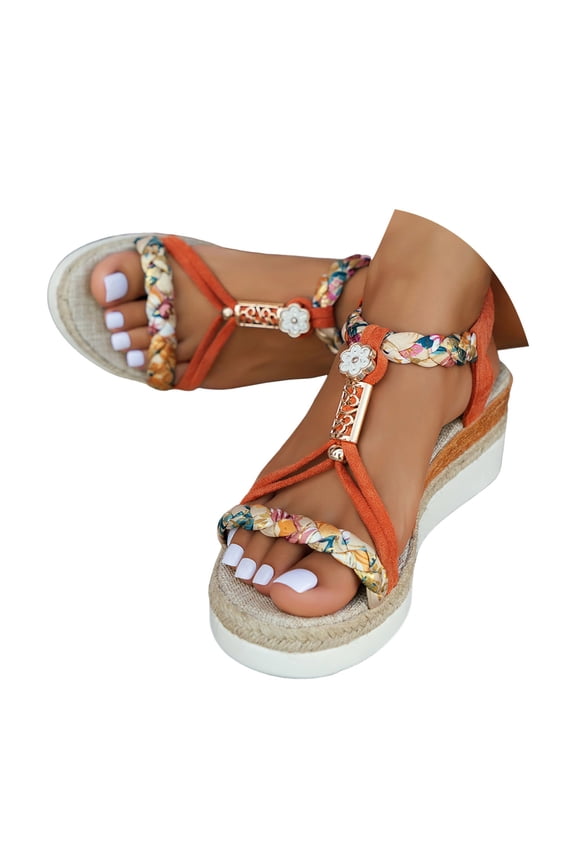 Womens Low Wedge Heels Sandals Shoes Wide Width Platform Espadrilles Walking Summer Beach Shoes