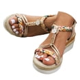 thumbnail image 1 of Dakaela Womens Low Wedge Heels Sandals Shoes Wide Width Platform Espadrilles Walking Summer Beach Shoes, 1 of 8