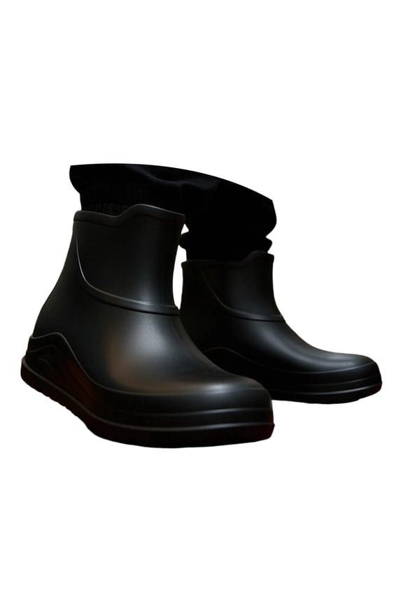 Womens Mens Rain Ankle Boots Waterproof Casual Mud Rubber Chealsea Booties Outdoor Walking Water Shoes for Sailing Fishing and Camping Black,10.5