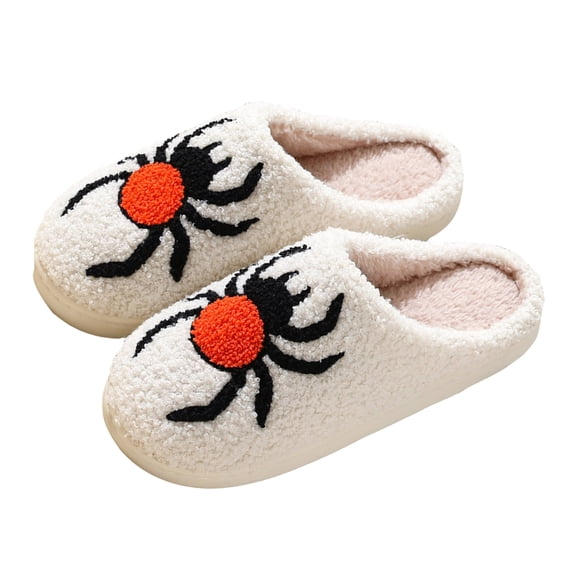 Dakaela Womens Mens Slippers Cute Plush Fluffy Halloween House Shoes Indoor Outdoor Winter Home Slides