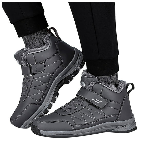 Dakaela Womens Mens Winter Snow Boots Fleece Lined Warm Ankle Booties Outdoor Hiking Walking Trekking Shoes
