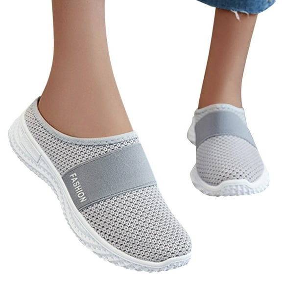 Dakaela Womens Mesh Walking Mules Sneakers Breathable Open Back Slip on Shoes Casual Loafers Grey 8
