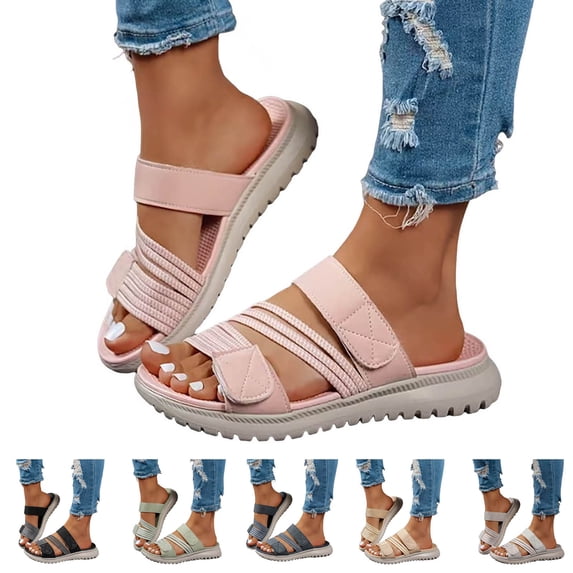 Dakaela Womens Orthopedic Sandals Comfortable Arch Support Slip on Slides Open Toe Soft Sole Summer Beach Casual Walking Shoes Size 6
