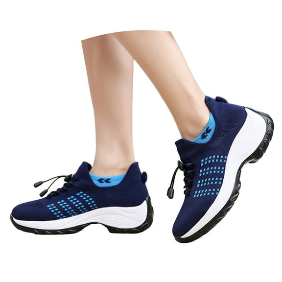 Dakaela Womens Orthopedic Shoes Air Nurse Cushion Shoes Arch Support Mesh Fashion Sneakers Blue 5.5
