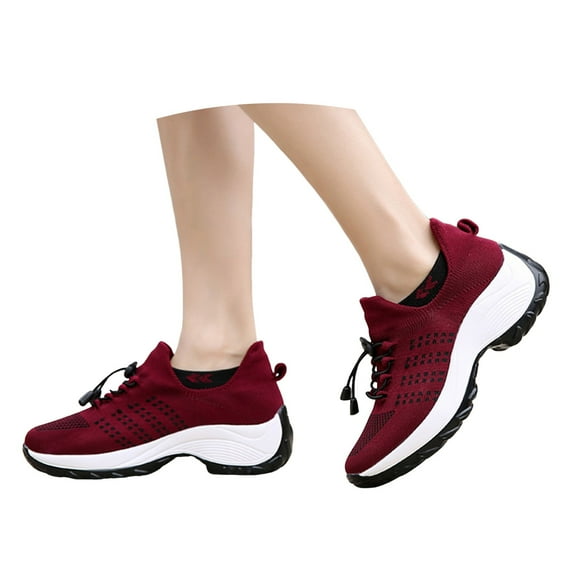 Dakaela Womens Orthopedic Shoes Air Nurse Cushion Shoes Arch Support Mesh Fashion Sneakers Red 8