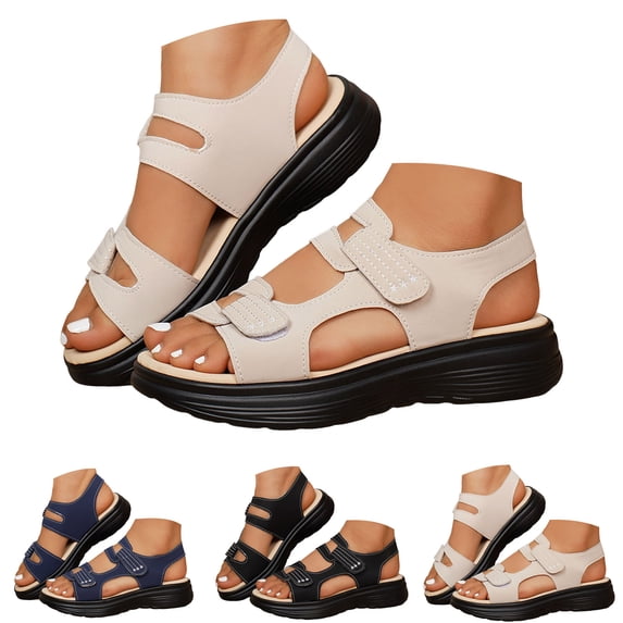 Dakaela Womens Orthopedic Walking Sandals Comfortable Plantar Fasciitis Arch Support Summer Beach Water Shoes with Hook and Loop Black 6