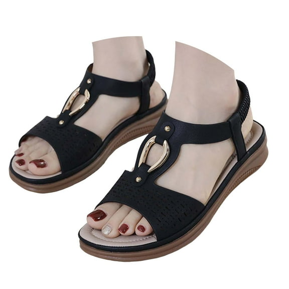 Dakaela Womens Orthopedic Walking Sandals Recovery Summer Water Shoes Ankle Strap Slip on Sandal