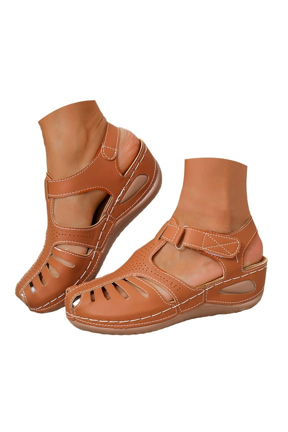 Womens Orthopedic Wedge Sandals Closed Toe Summer Beach Walking Shoes Arch Support Slides