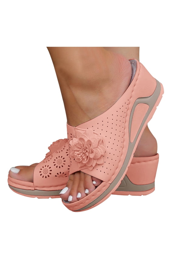 Womens Orthopedic Wedge Sandals Summer Beach Walking Slip on Shoes Casual Platform Slides